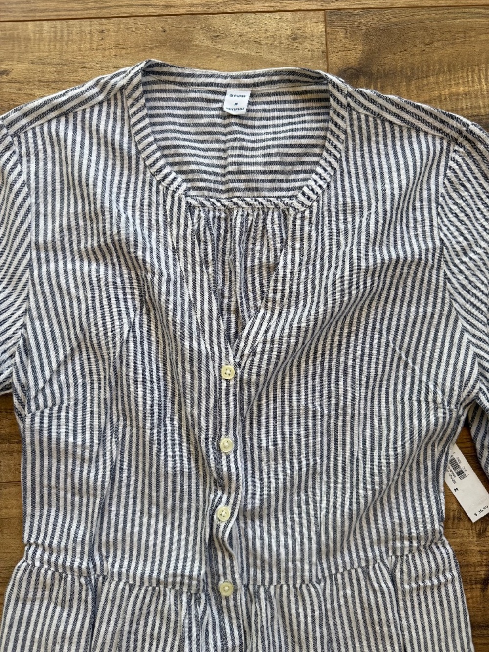 Old Navy Navy Striped Tiered Dress - Picture 2 of 12